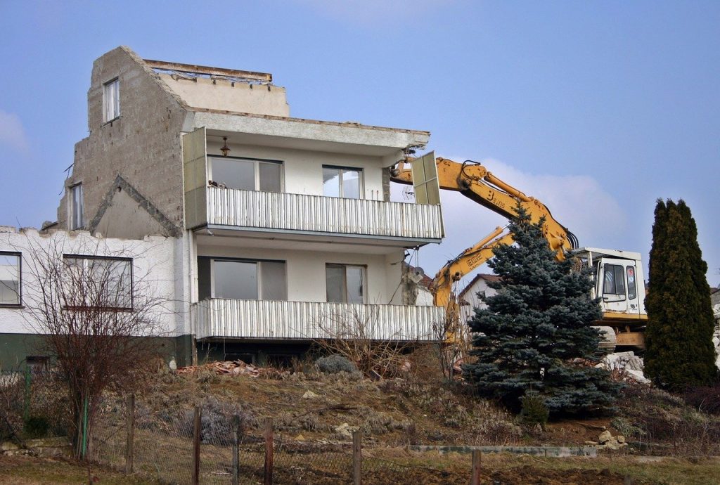 crash, demolition, house